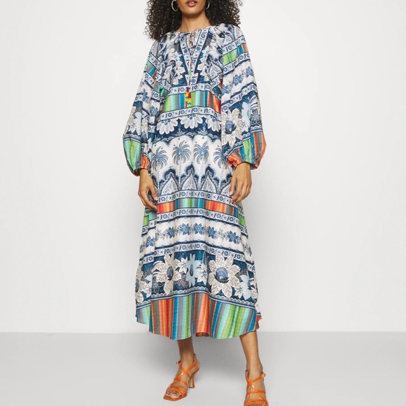 Farm Rio Blue Palms Midi dress - Picture 1 of 5